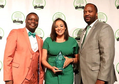 Myisha receiving award